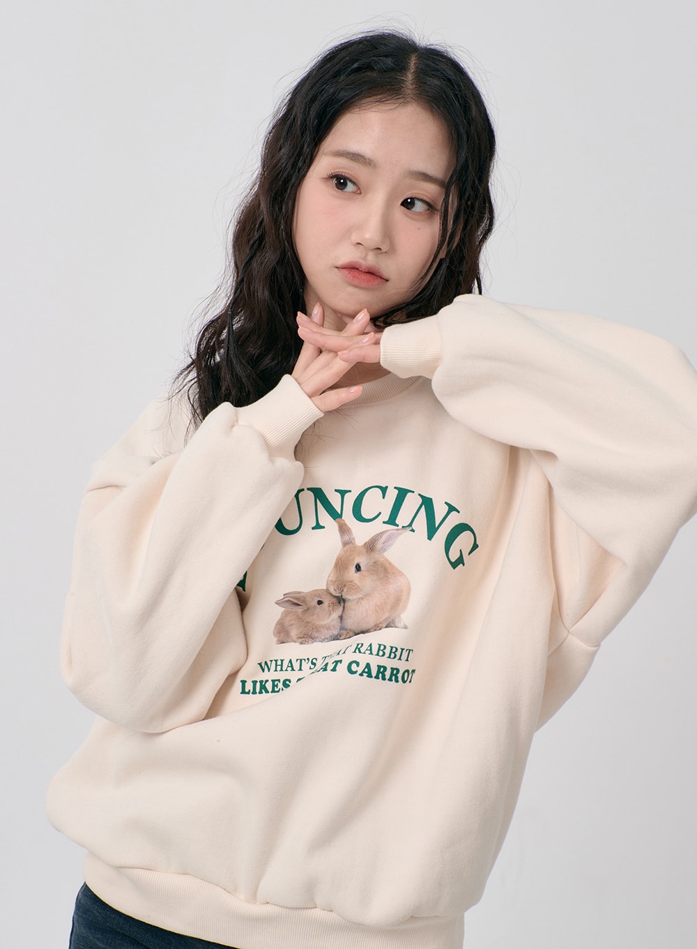 Oversized Rabbit Graphic Sweatshirt BD21