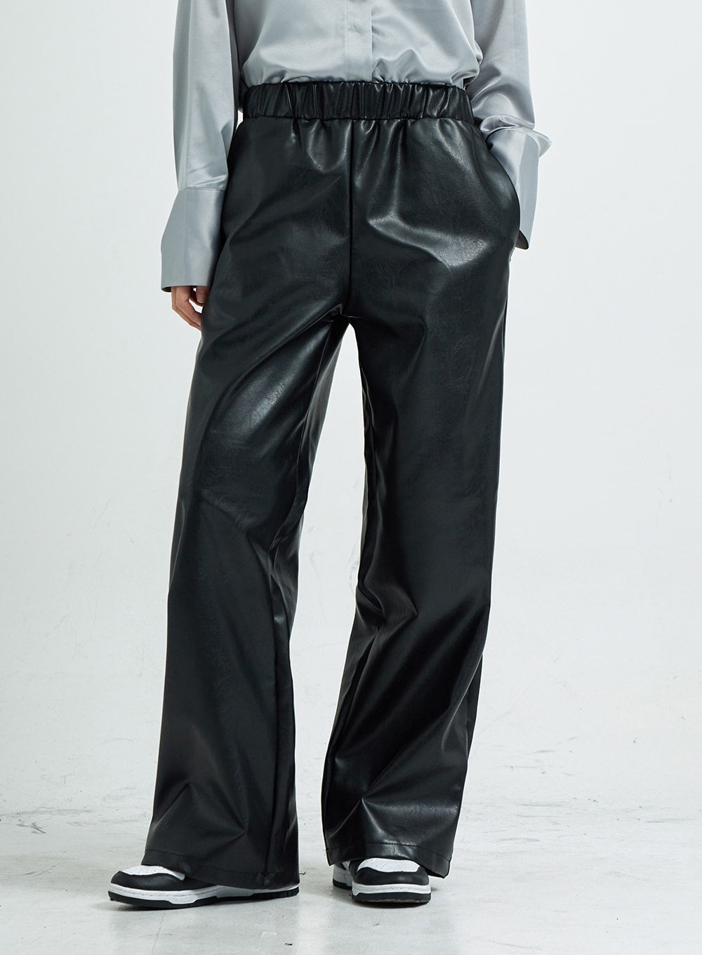 Wide Faux Leather Pants CS07