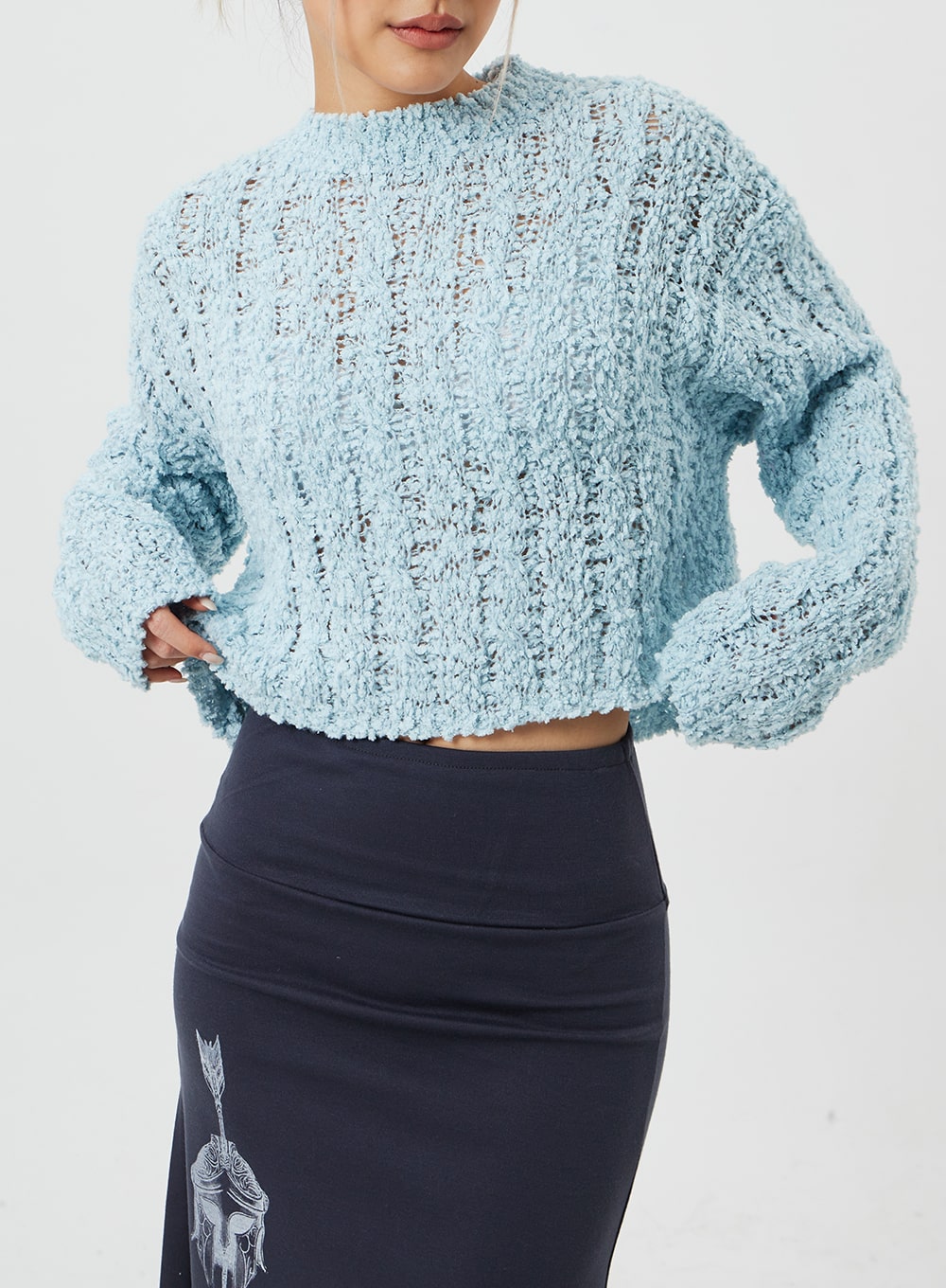 Mesh Cropped Sweater CM303