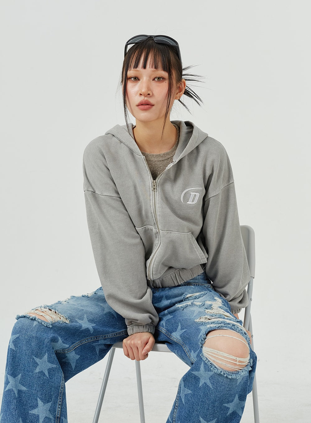 Embroidered Zip-Up Hoodie CM320