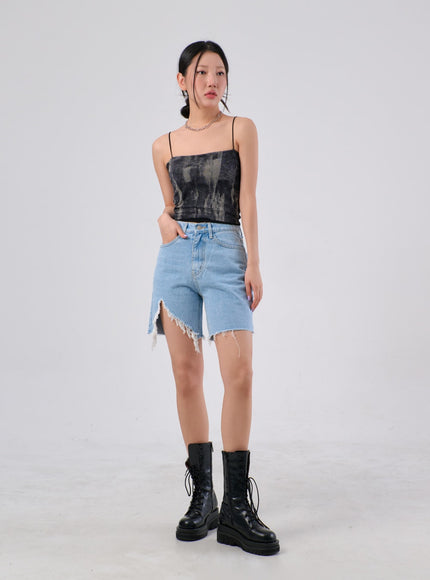 Ripped Denim Bermuda Shorts IA305