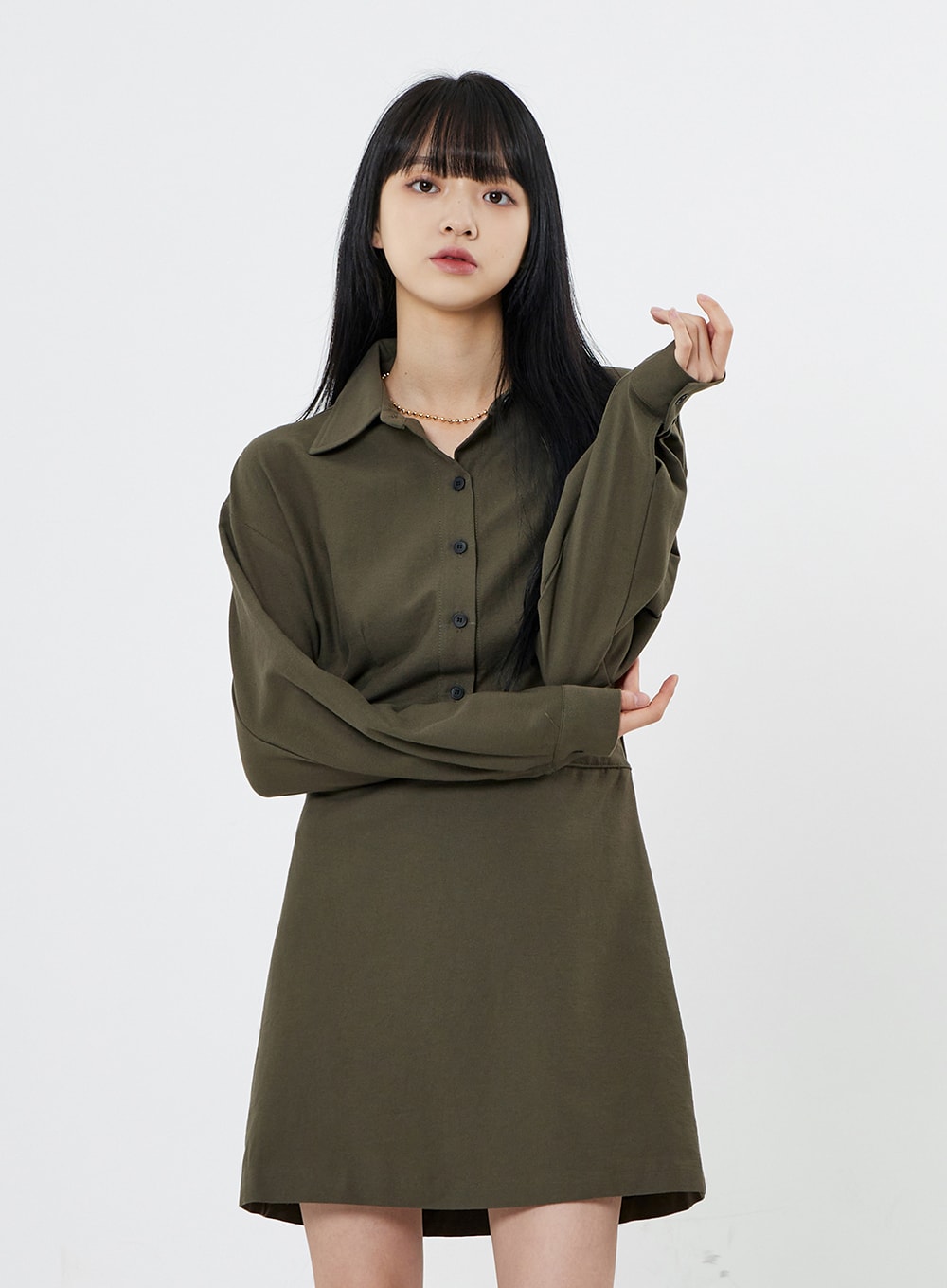 A-Line Shirt Mini Dress OO11