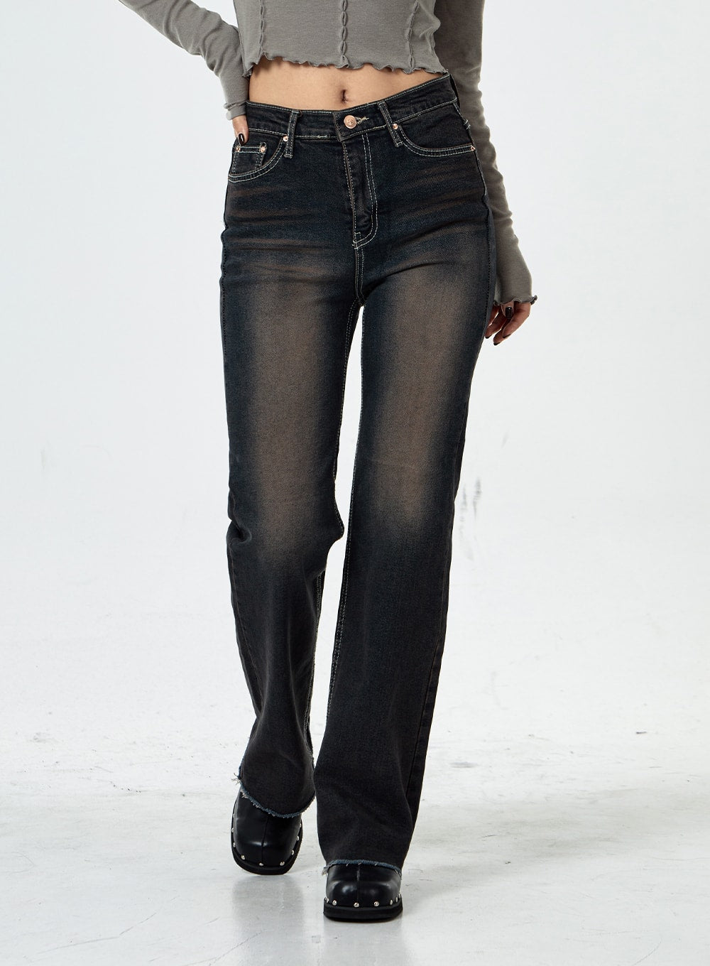 Basic Washed Bootcut Jeans CS07