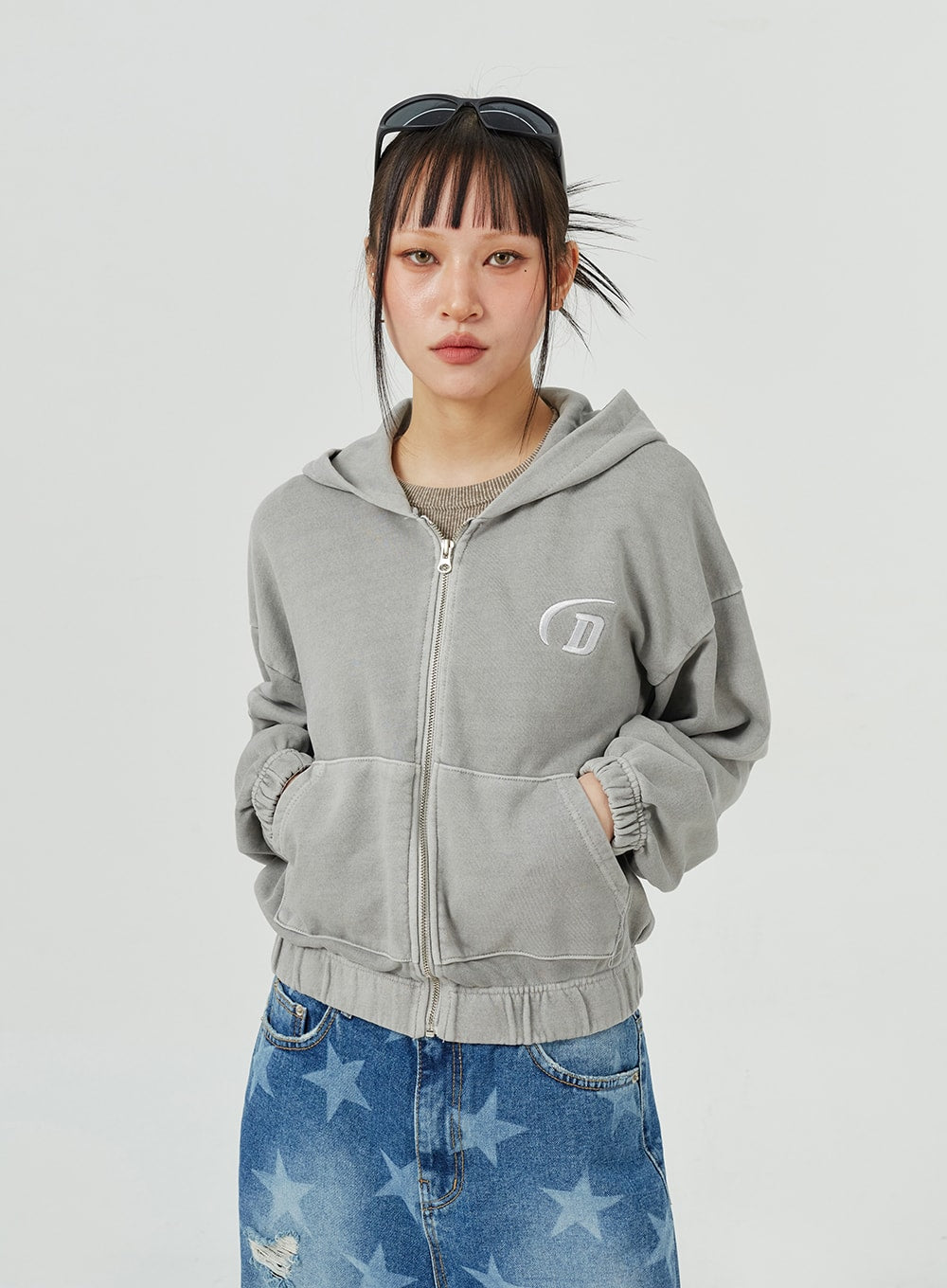 Embroidered Zip-Up Hoodie CM320