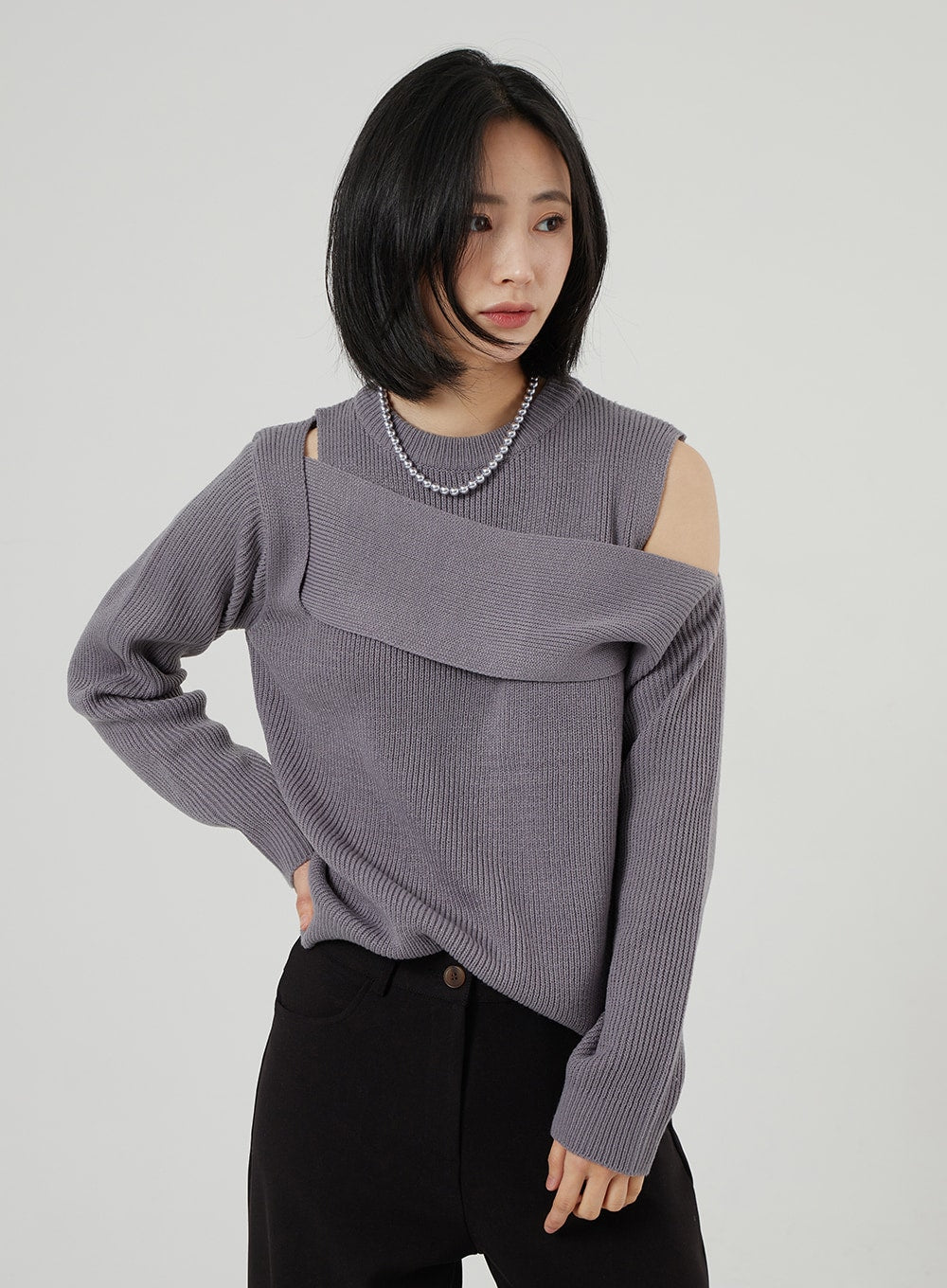 Cut Out Ribbed Sweater OF310