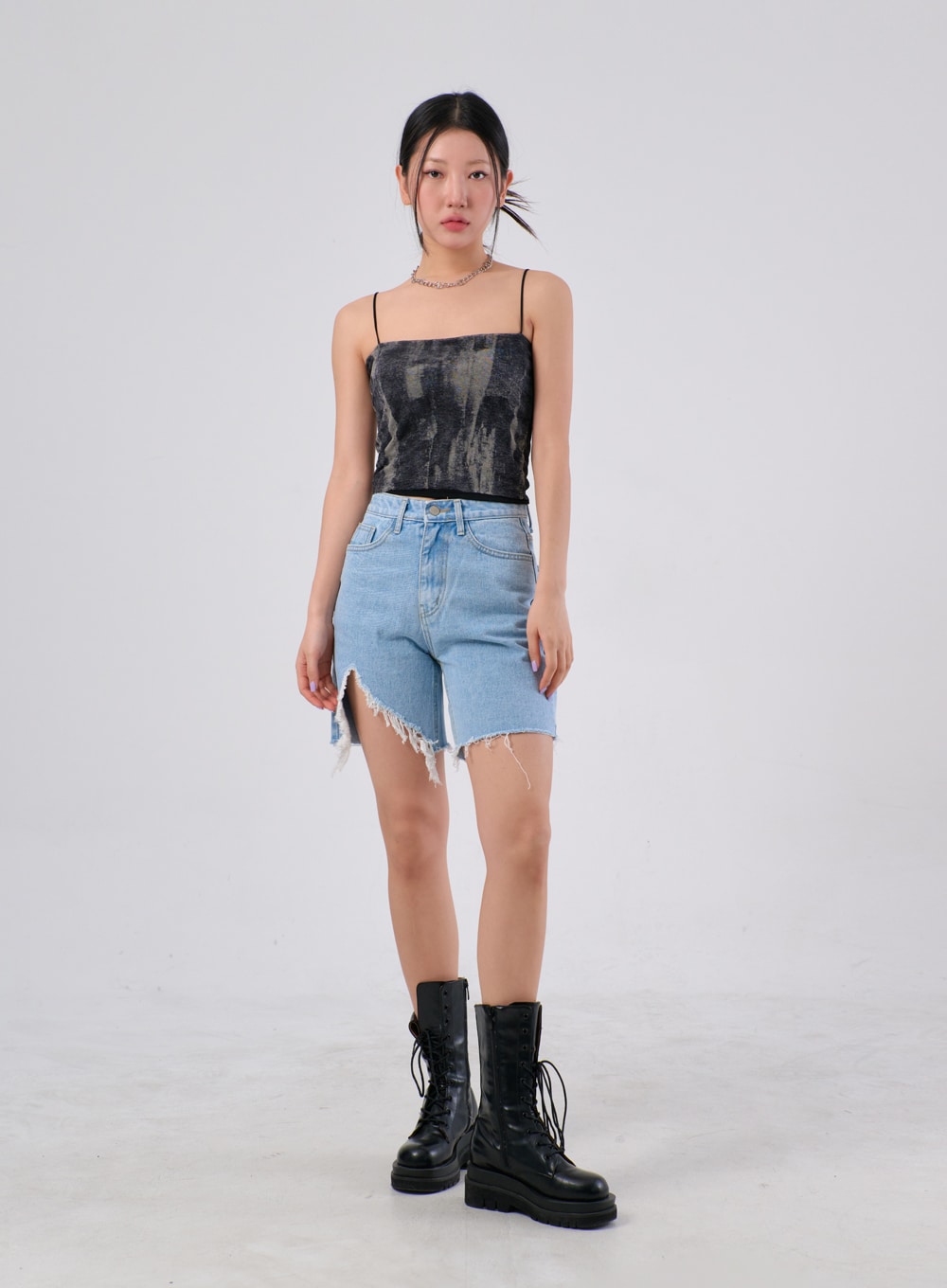 Ripped Denim Bermuda Shorts IA305