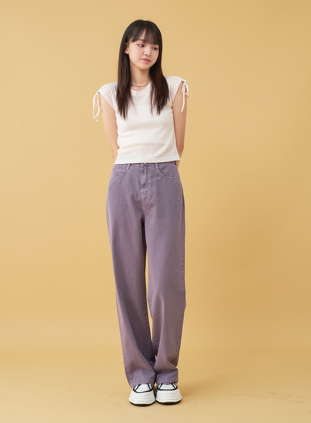 Long Cotton Colored Wide Pants OU15