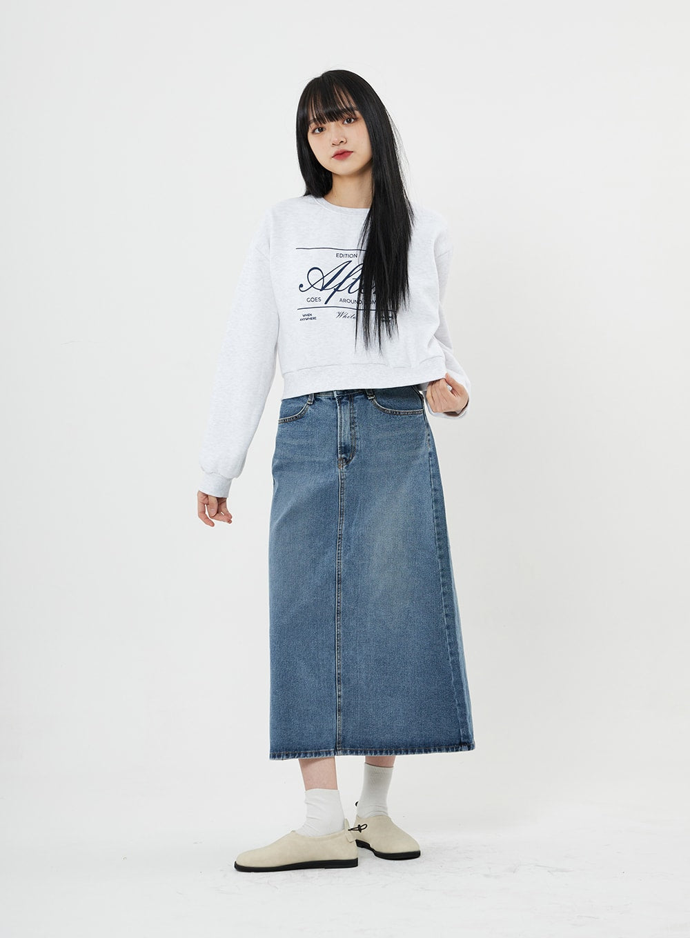 A-Line Long Denim Skirt BN08