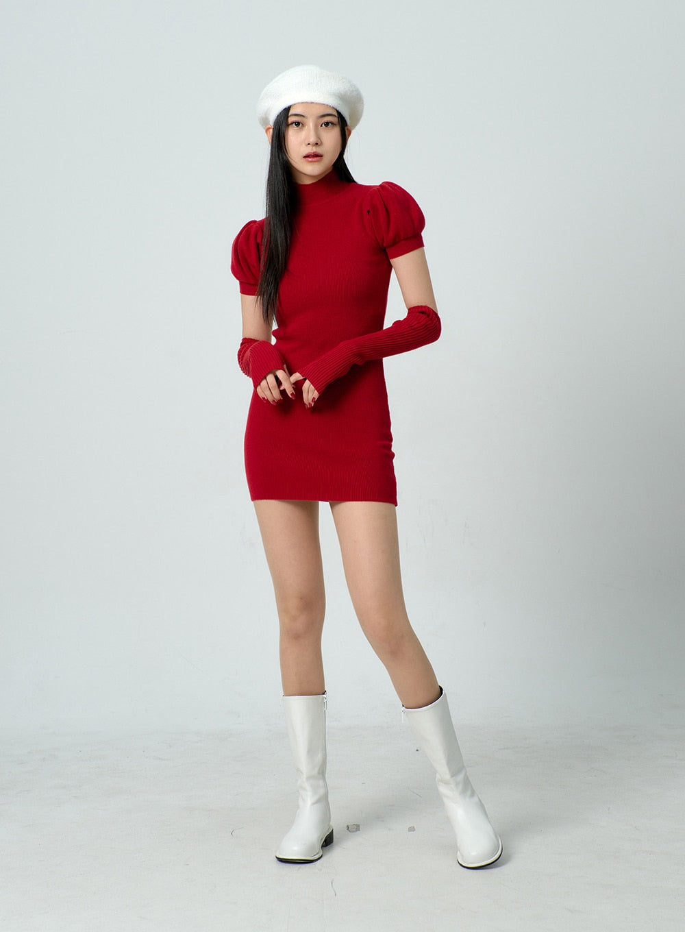 Knit Mini Dress And Warmer Set BJ331