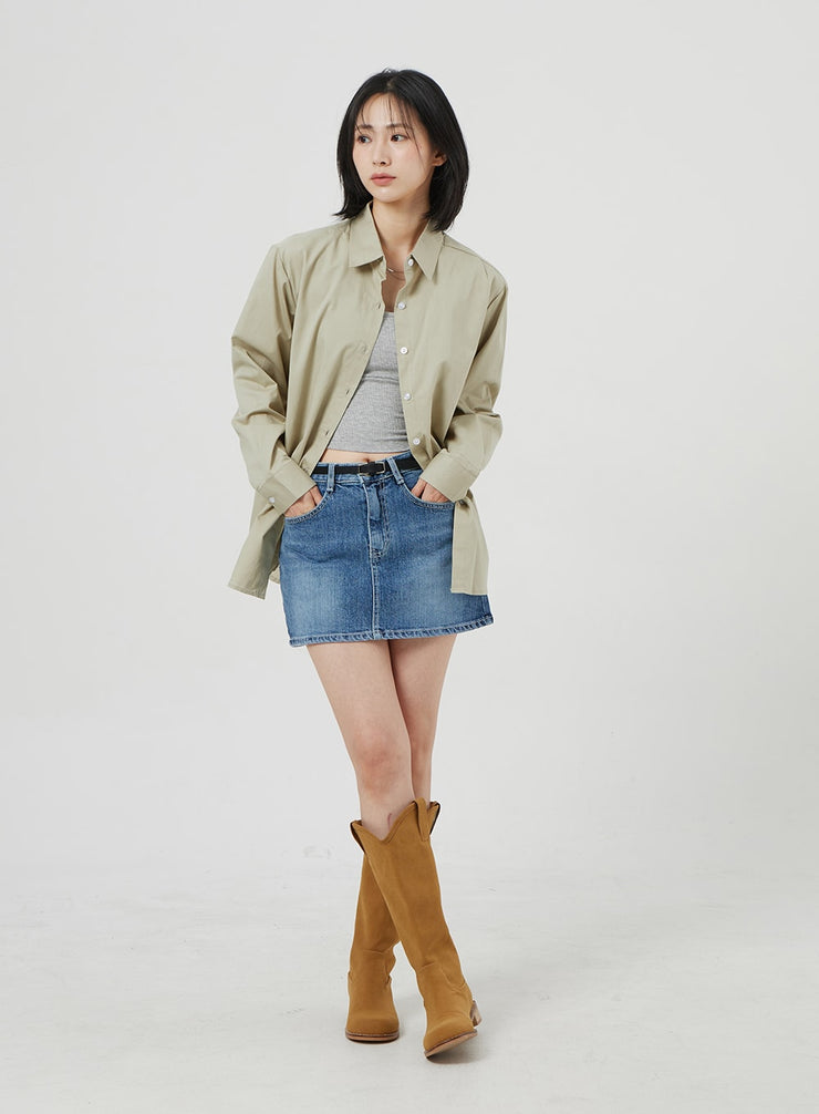 Mid-Rise Denim Mini Skirt OM303