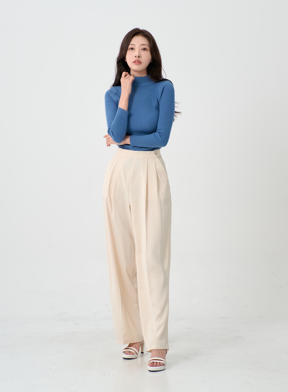 Button Wide Tailored Pants IO12