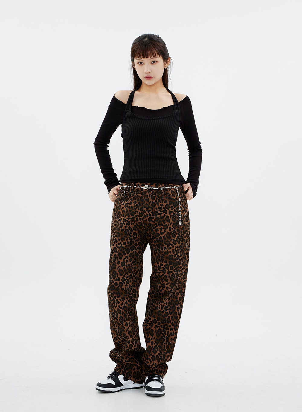 Cotton Wide leg Pants with Animal Print Pattern CM14