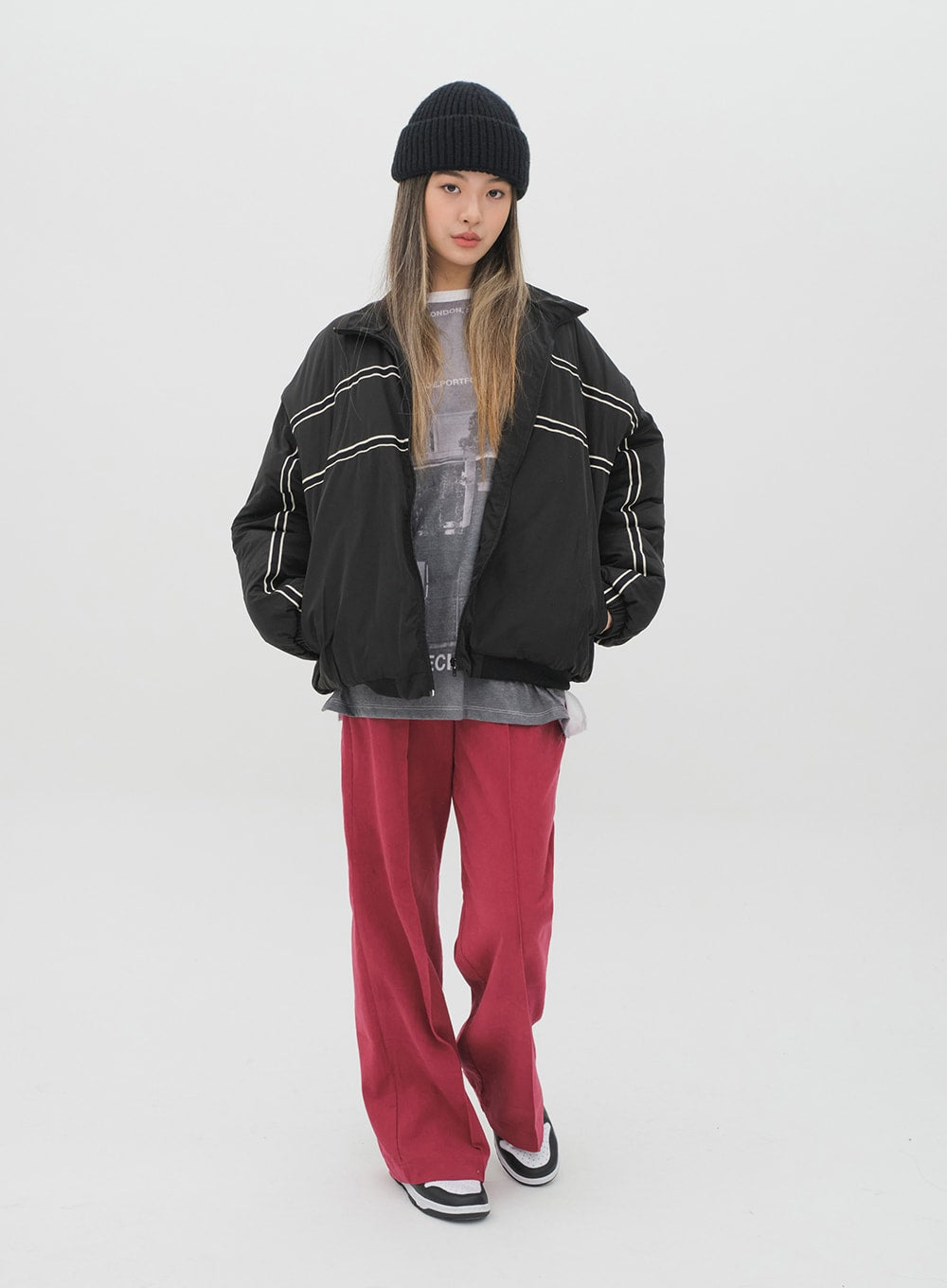 Puffer Jacket with Line Detail