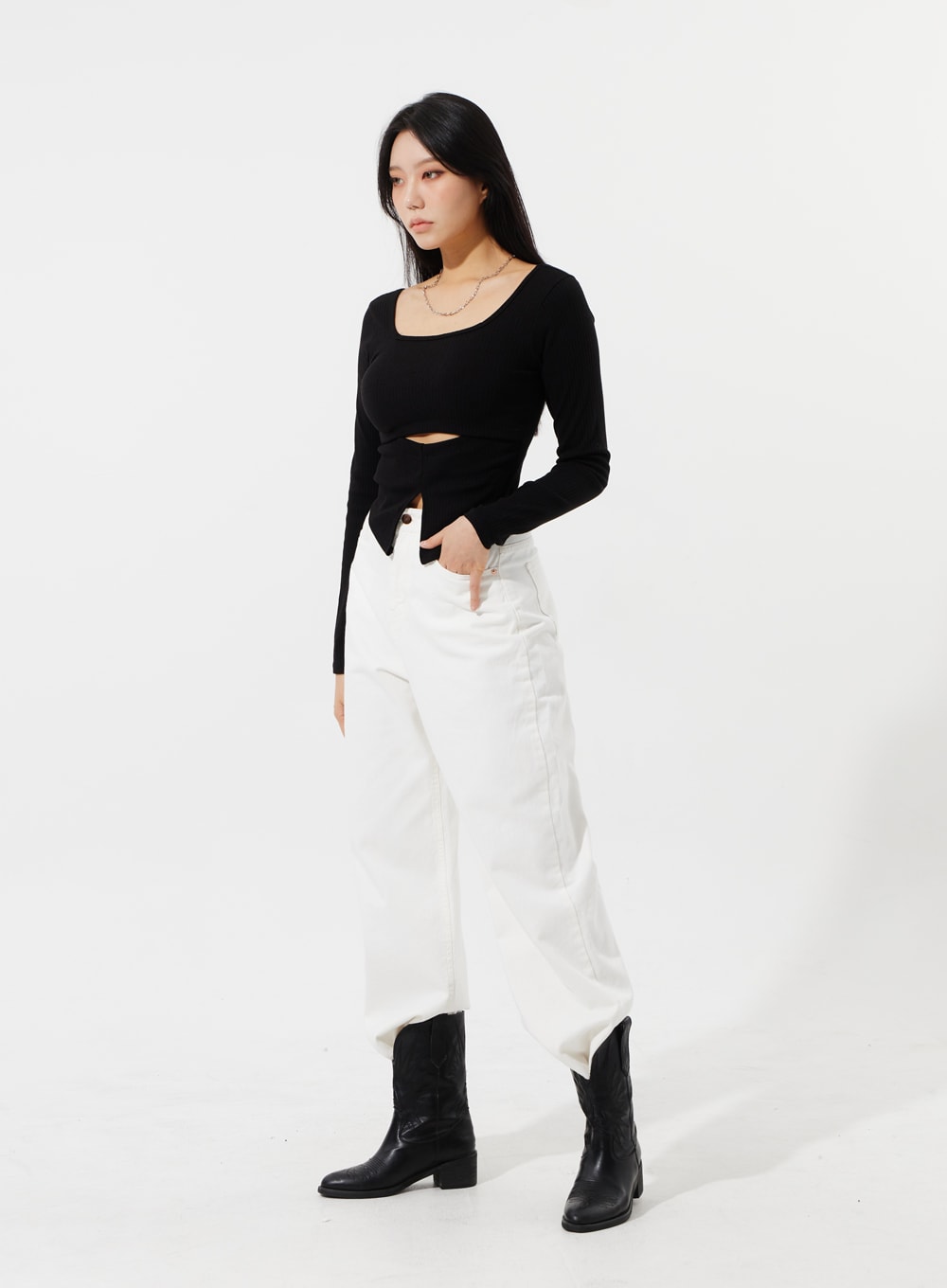 Square Neck Cut Out Top IM307