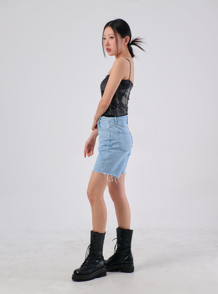 Ripped Denim Bermuda Shorts IA305
