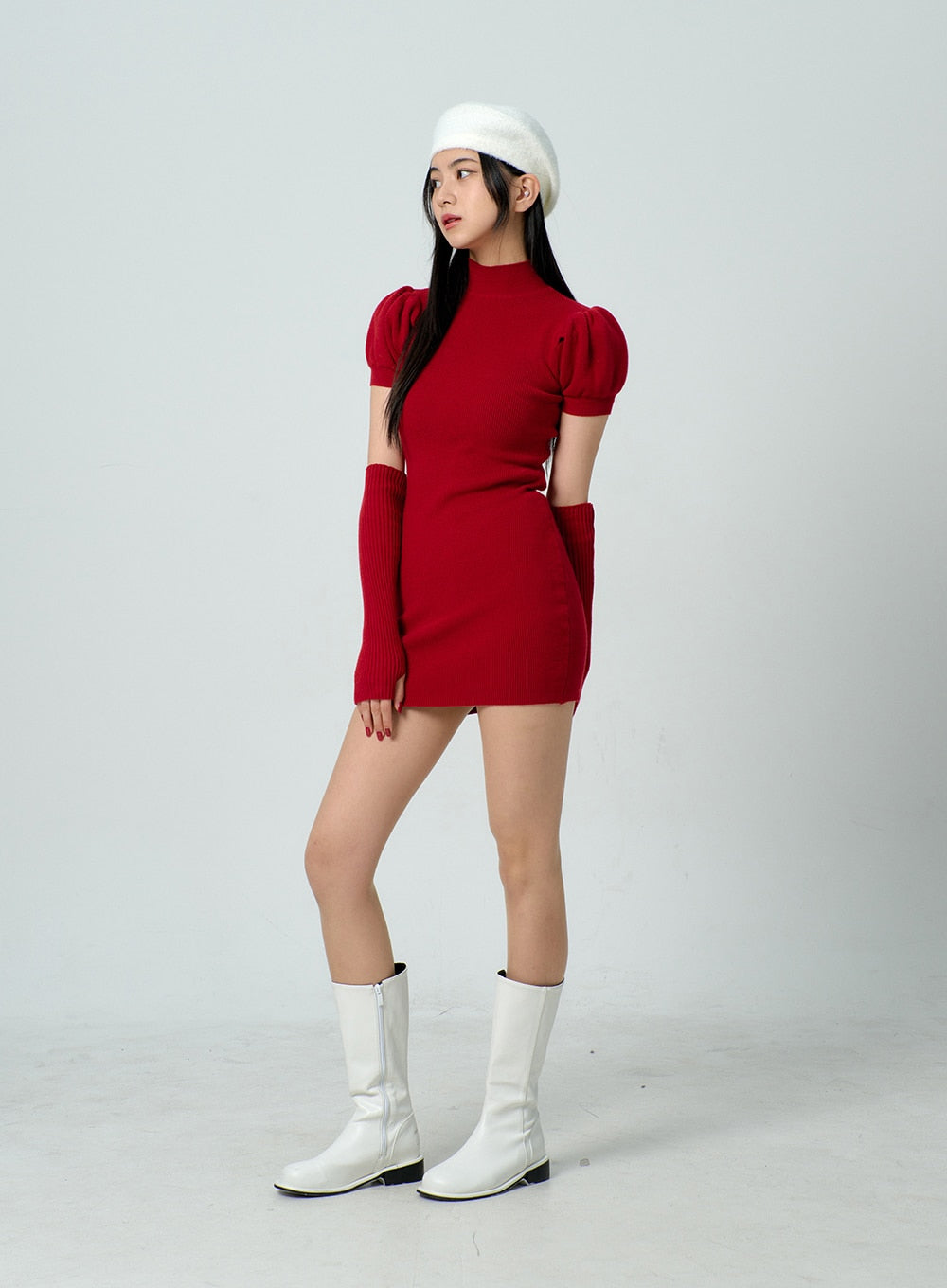 Knit Mini Dress And Warmer Set BJ331