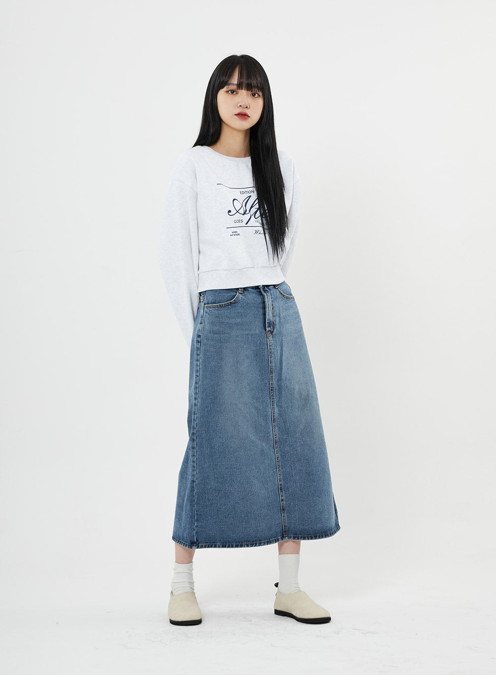 A-Line Long Denim Skirt BN08
