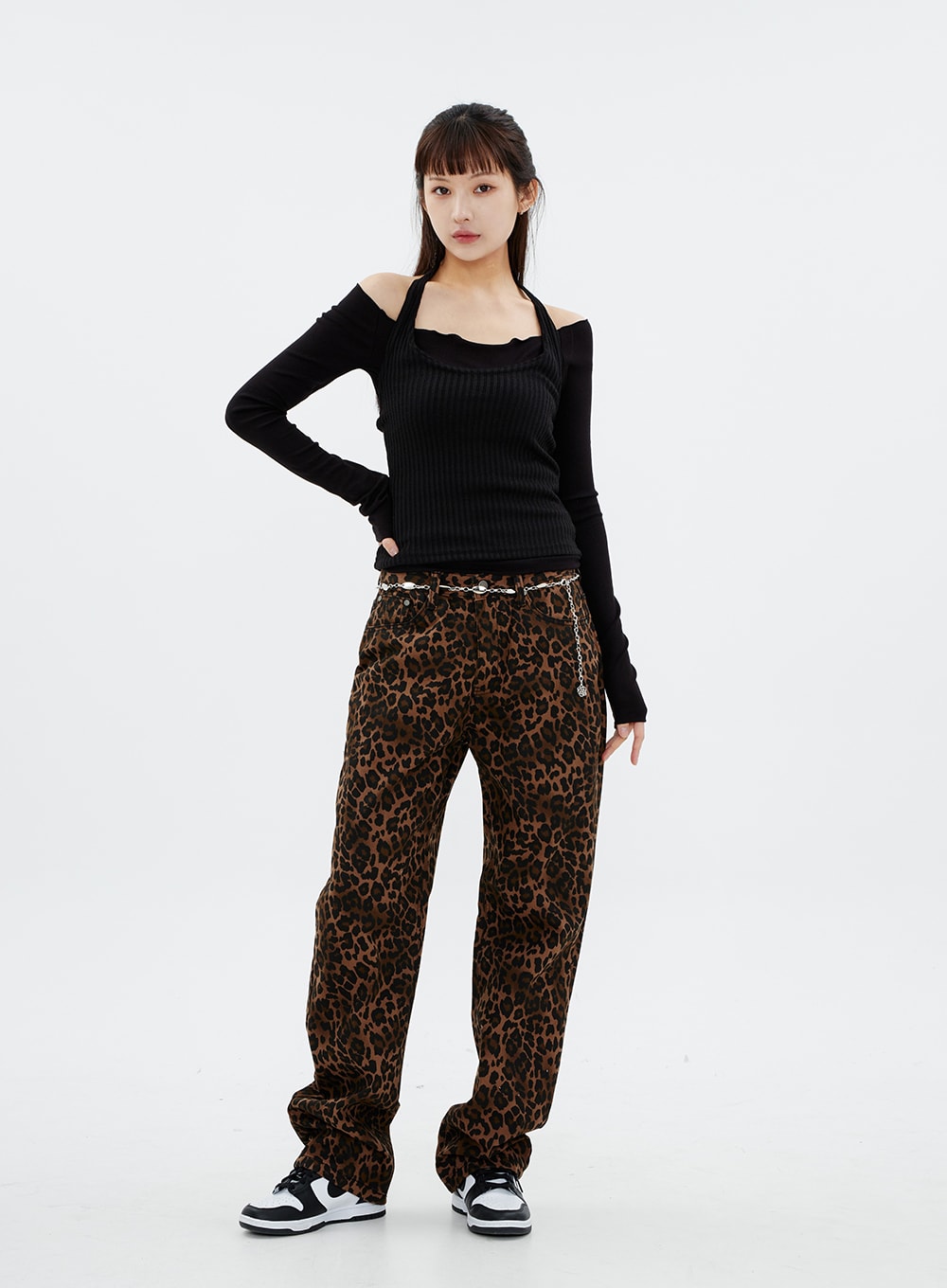 Cotton Wide leg Pants with Animal Print Pattern CM14
