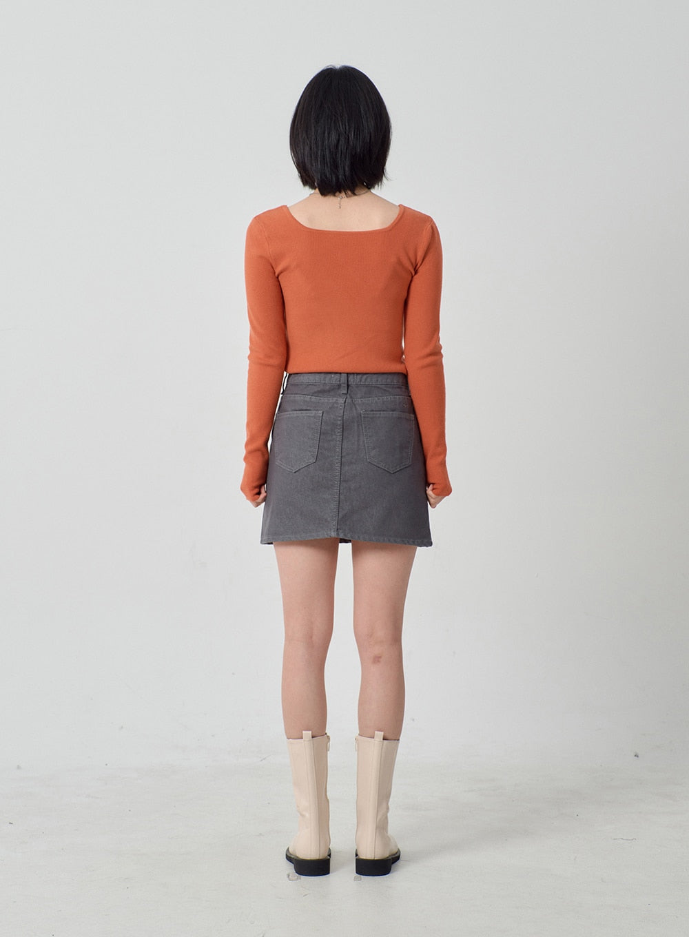 High Waist Cotton Mini Skirt OJ327
