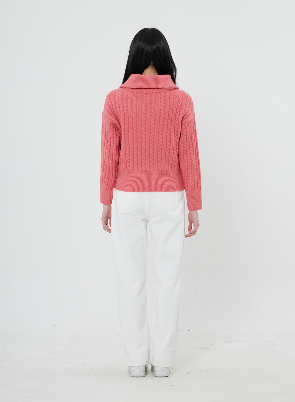Twist Pattern Zip-Up Collar Sweater OD23