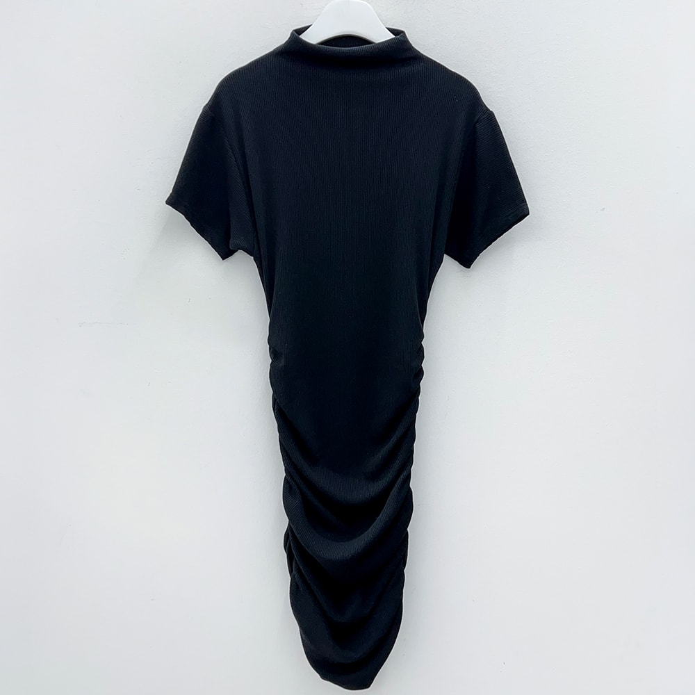Half Turtleneck Shirring Mini Dress L1002