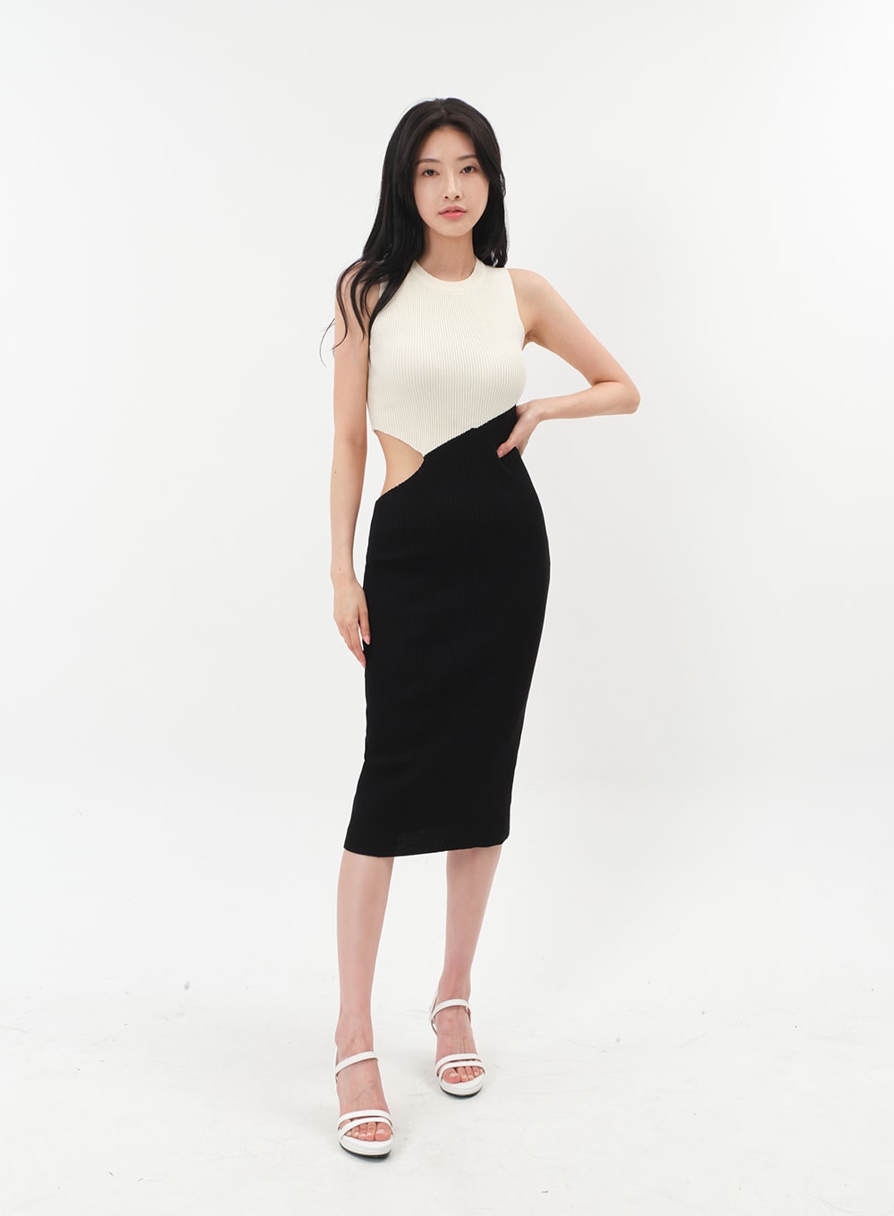 Cut Out Color Block Sleeveless Dress IM5