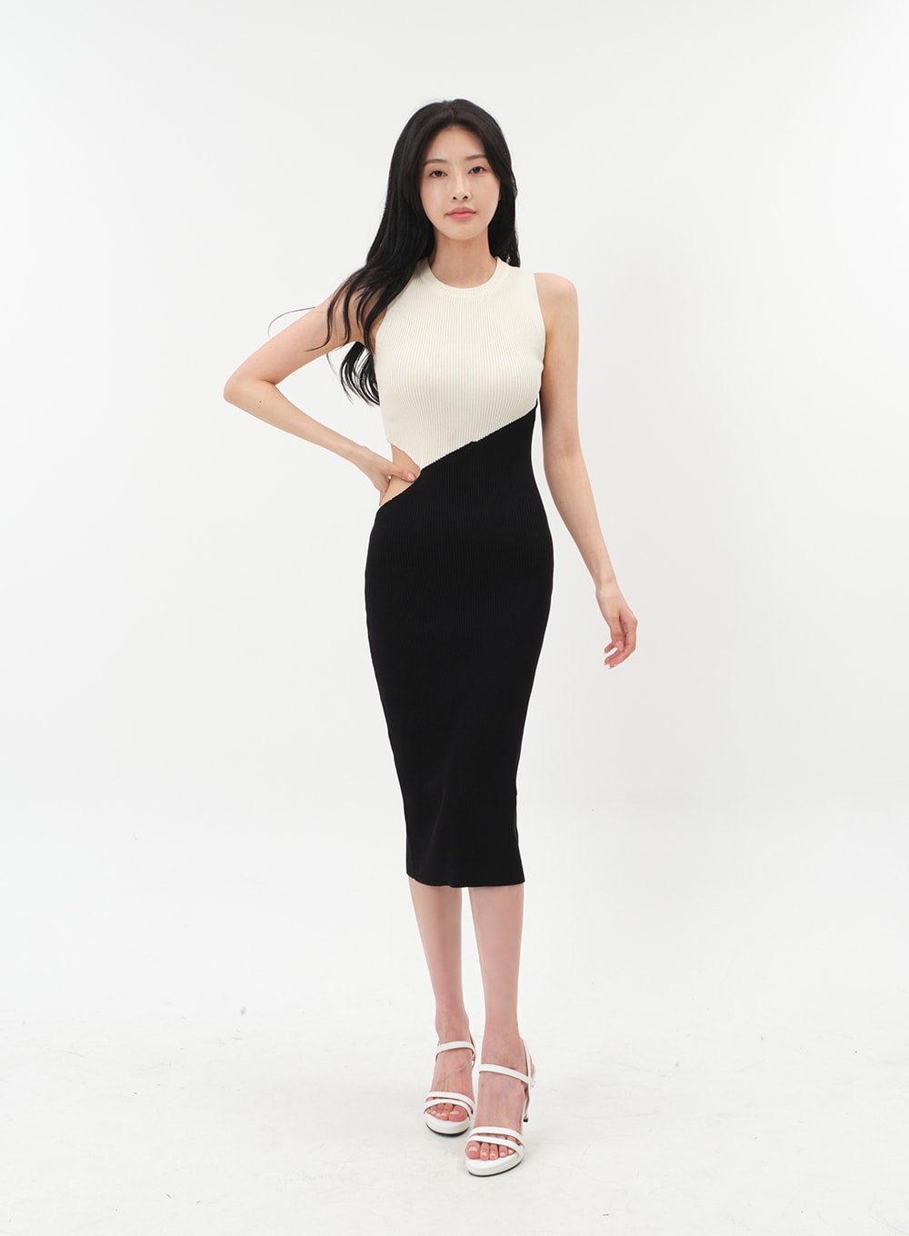 Cut Out Color Block Sleeveless Dress IM5