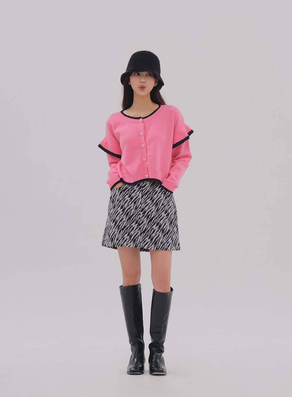 Zebra Pattern H-Line Mini Skirt #B112