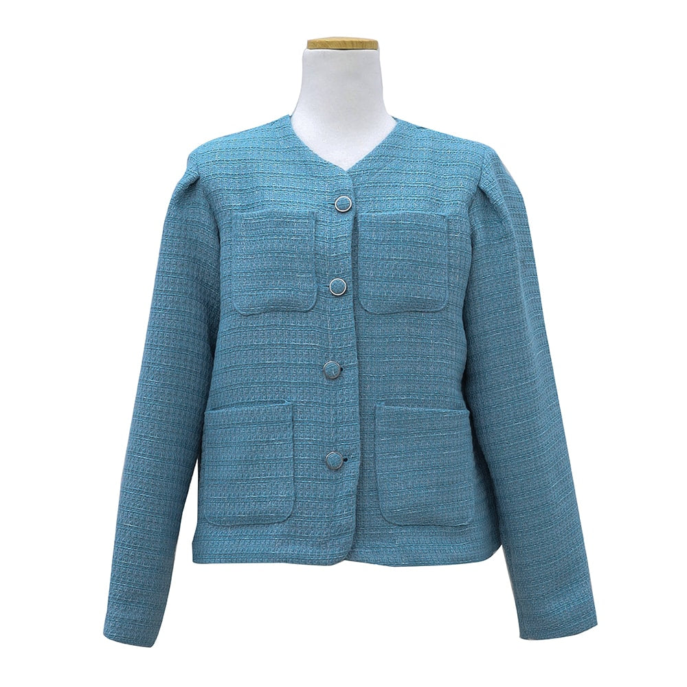 Tweed Blazer with Puff Sleeves OM15