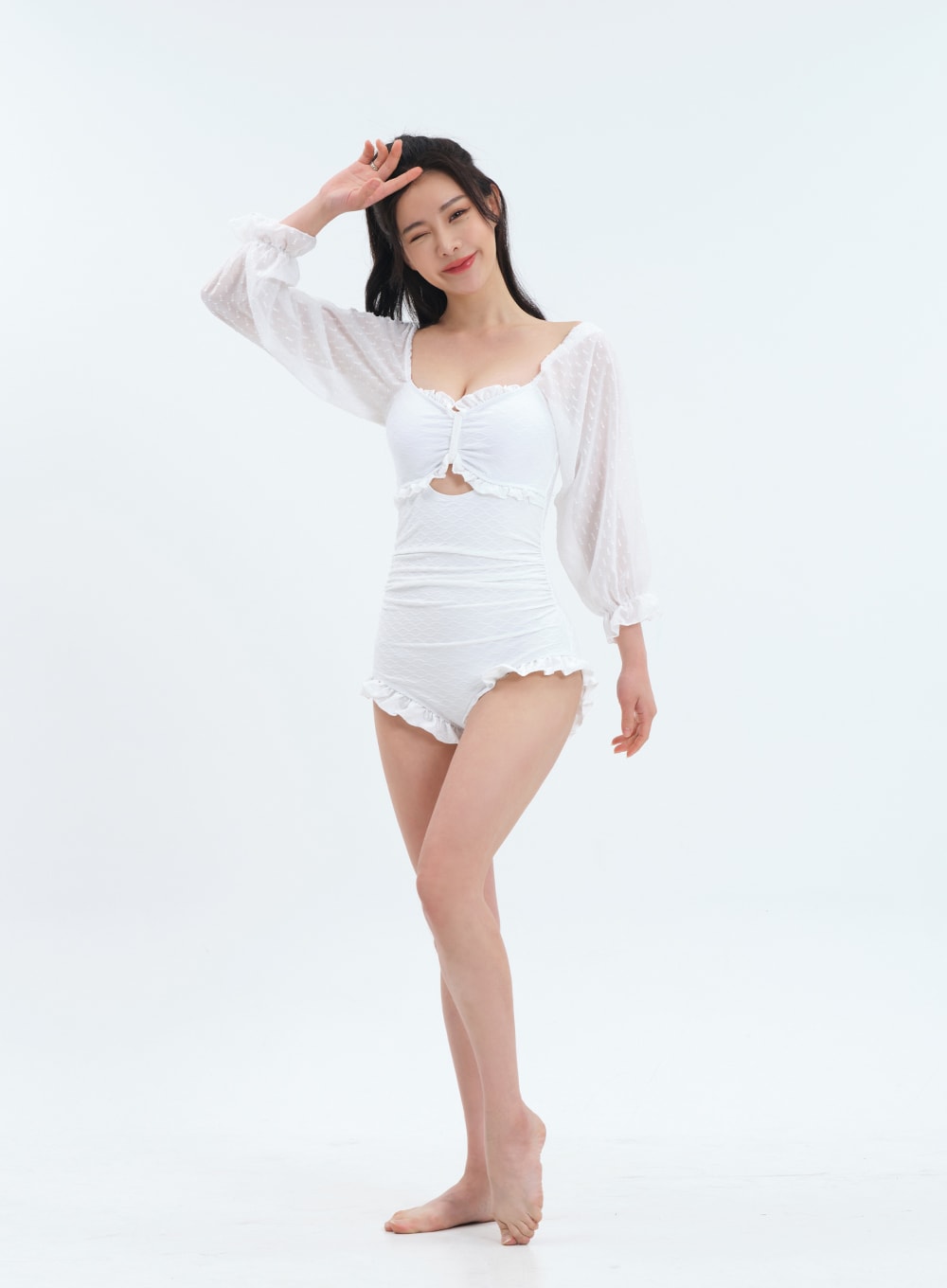 Lovely Frill Detail One Piece Swimsuit