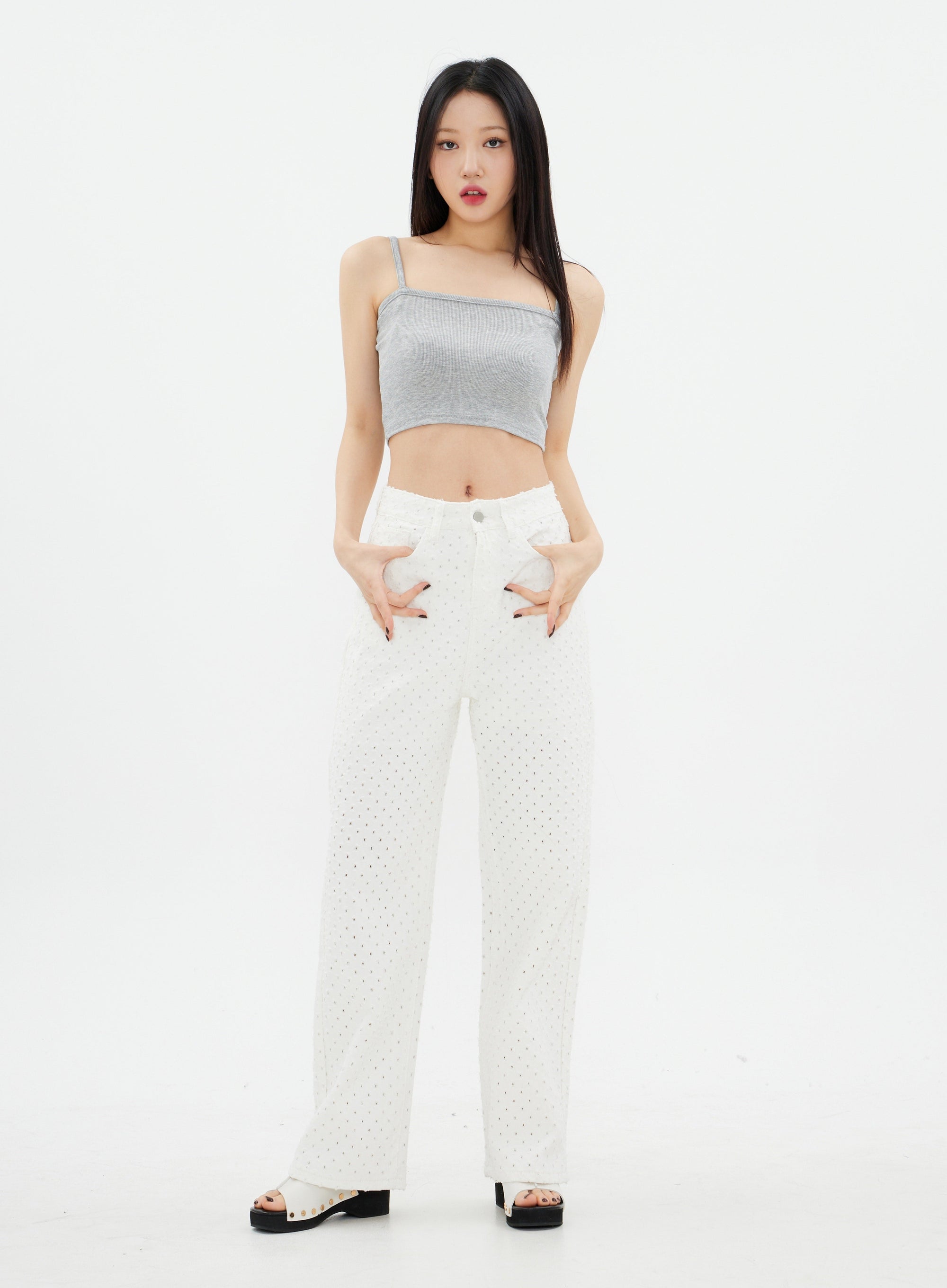 Lewkin Basic White Pants K2302