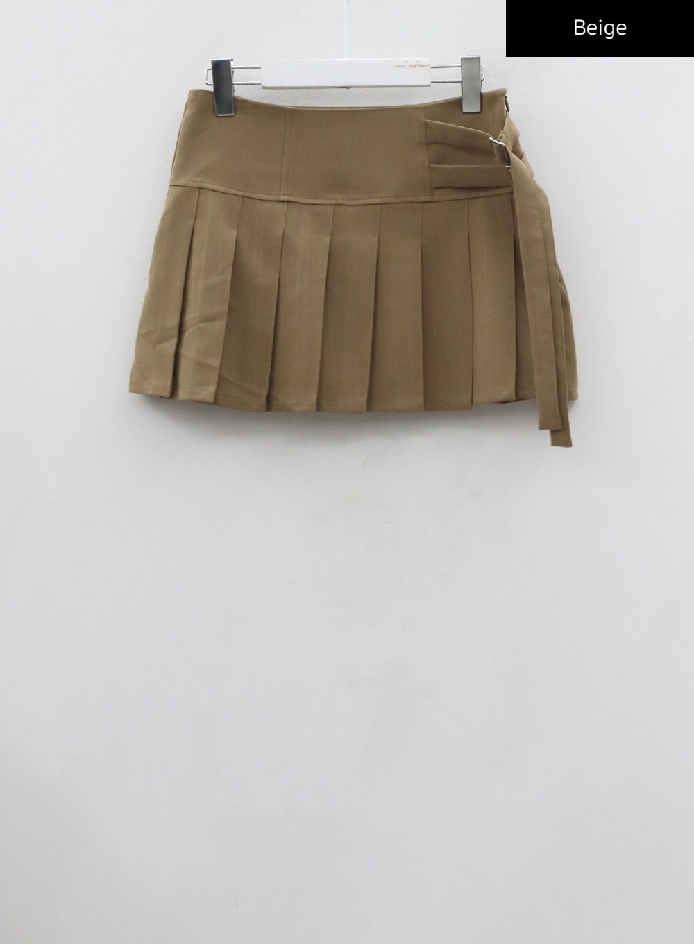 Pleated Side Belt Mini Skirt CO12