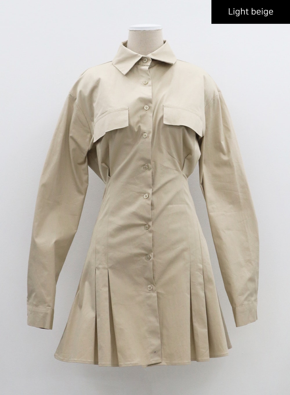 Pocket Detail Pleated Shirt Dress CF310