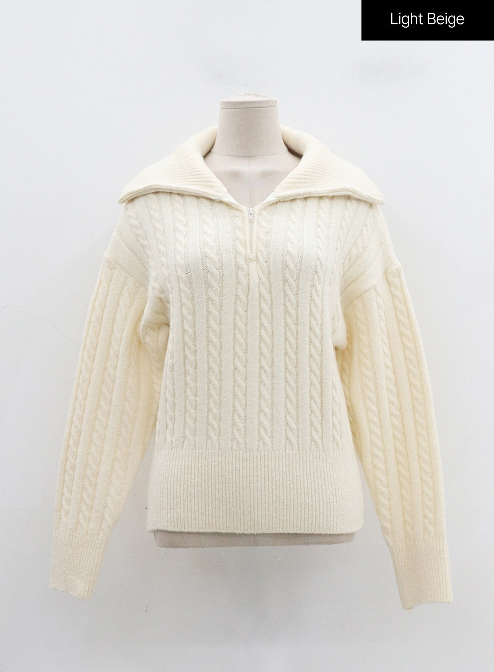 Twist Pattern Zip-Up Collar Sweater OD23
