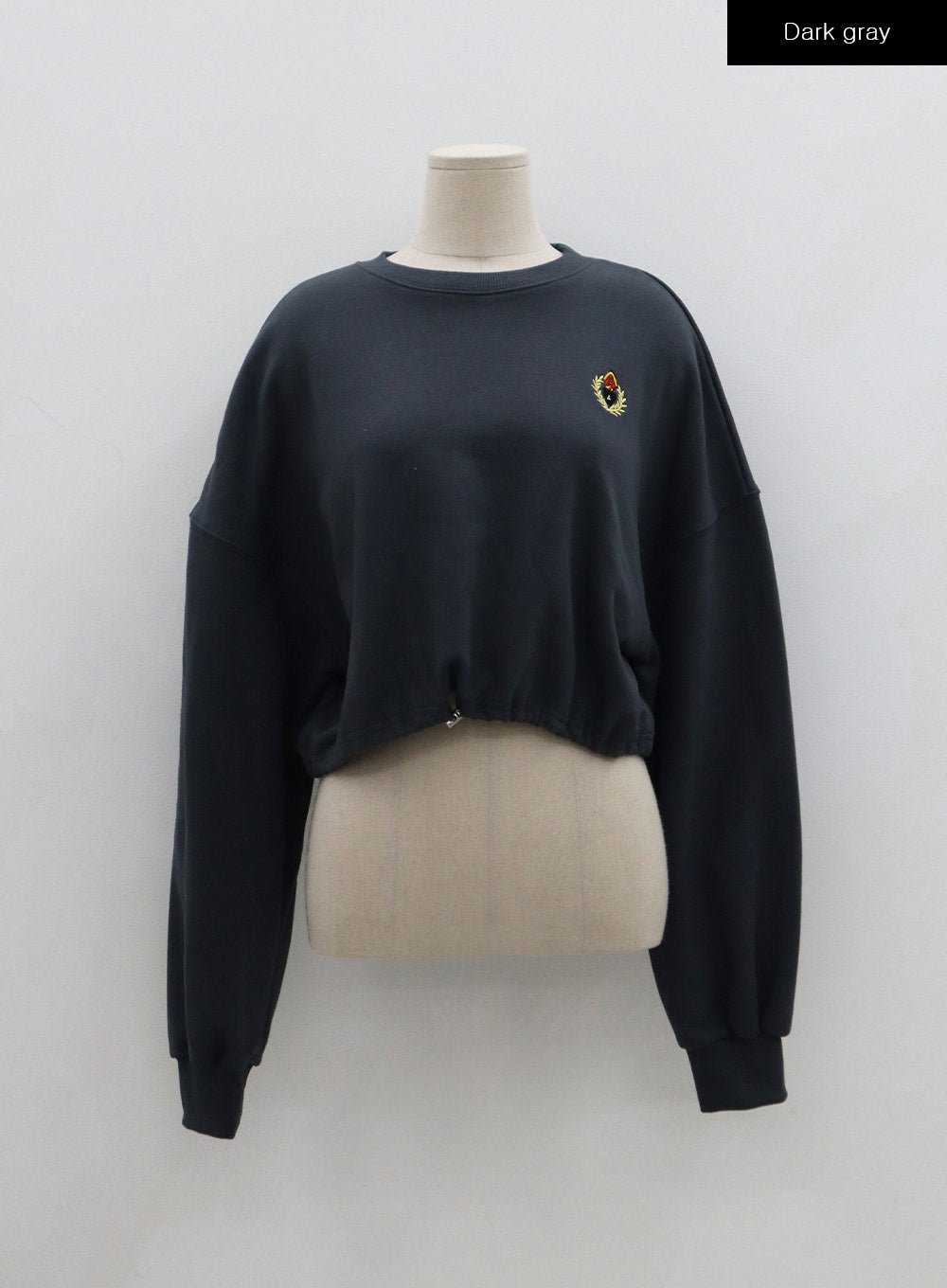 Semi Crop String V-Neck Embroidery Sweatshirt BS30