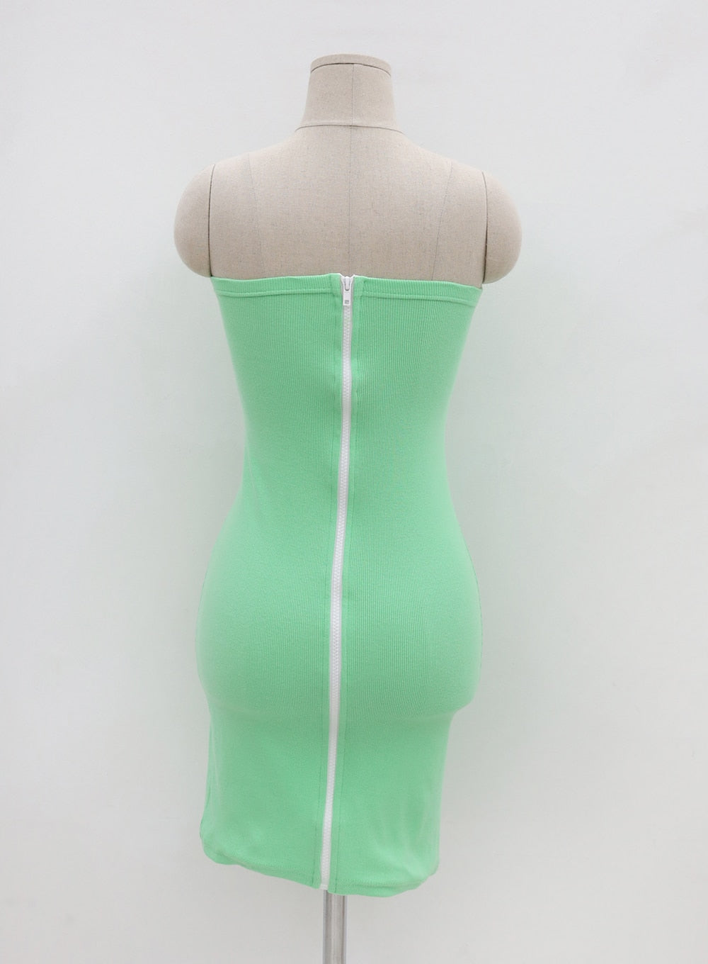 Ribbed Zip-Up Strapless Mini Dress IU20