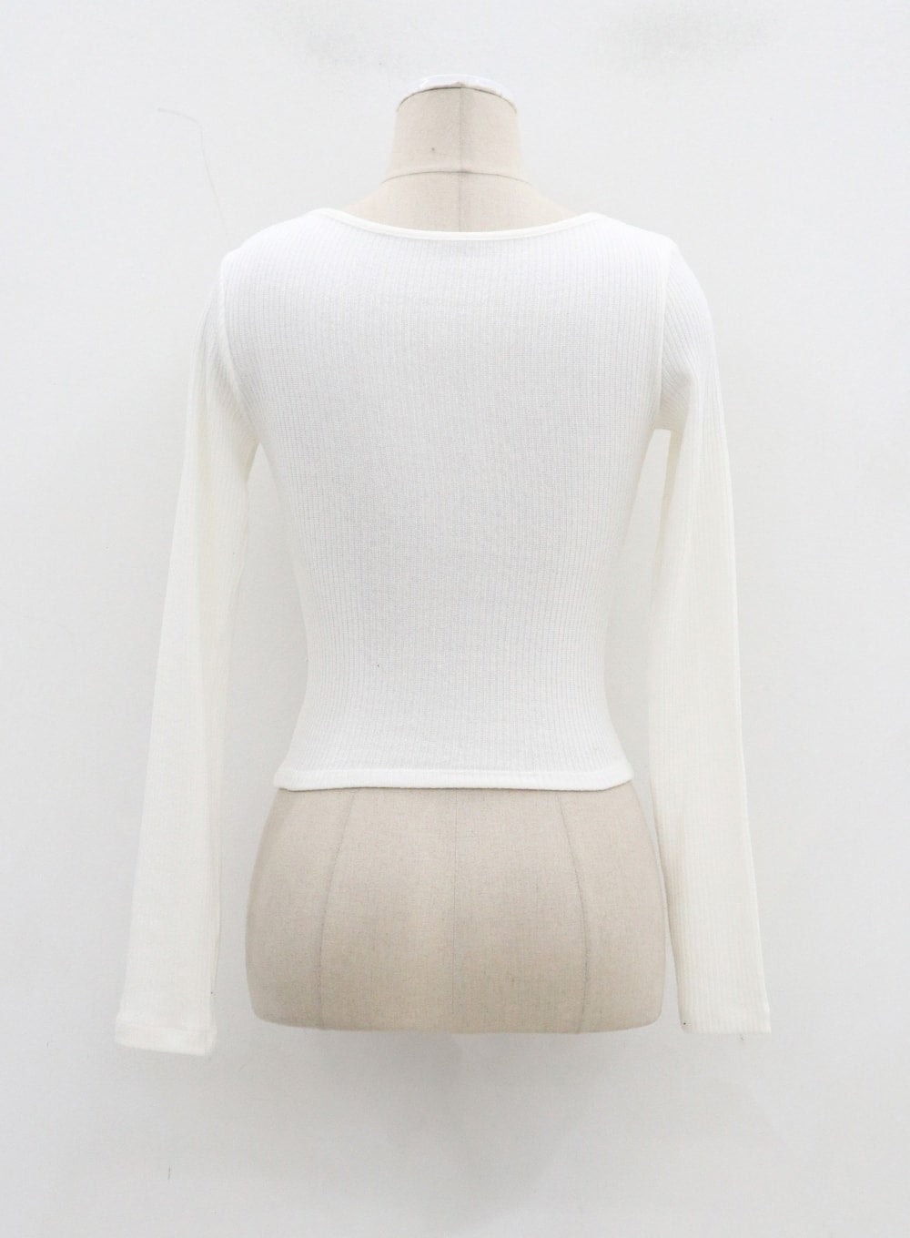 Square Neck Button Cropped Long Sleeve Top CJ325