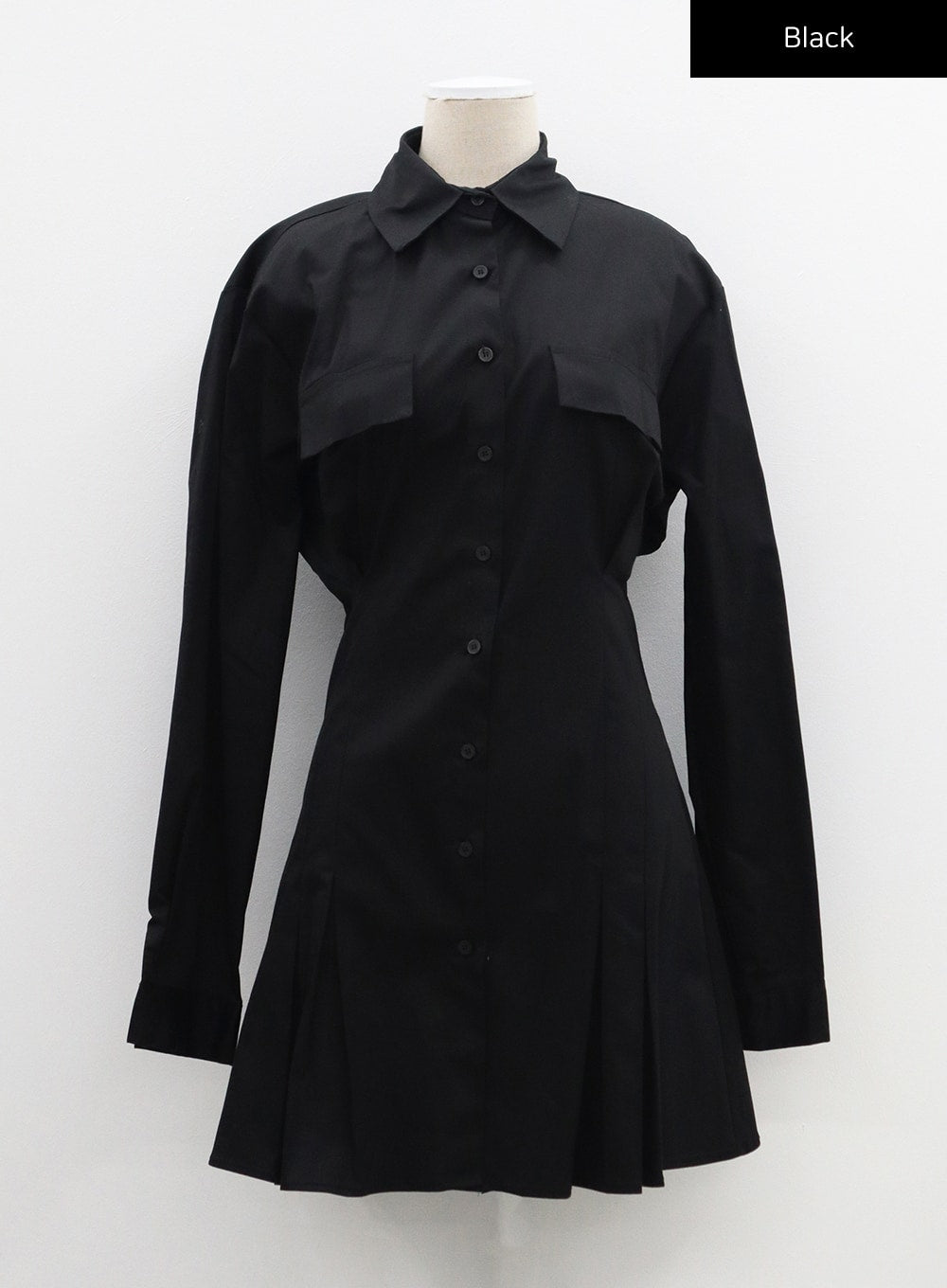 Pocket Detail Pleated Shirt Dress CF310