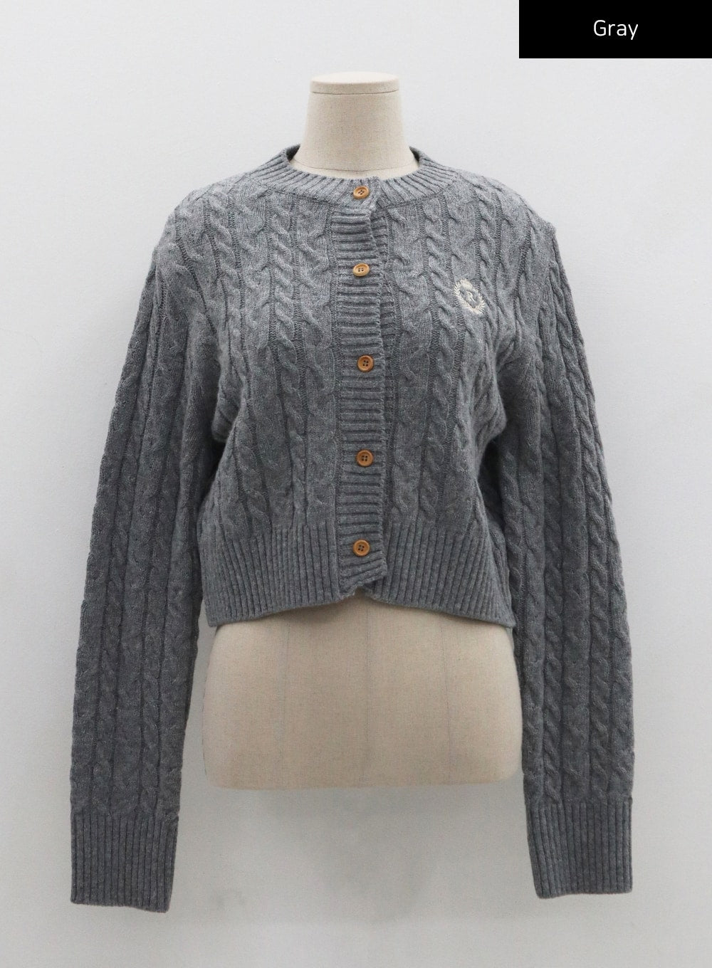 Button Embroidery Crop Knit Cardigan CO06