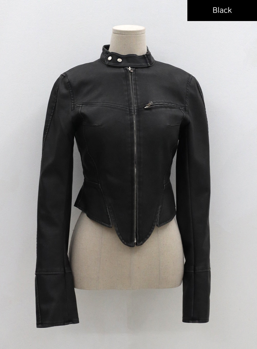 Hem Detail Faux Leather Jacket CG29