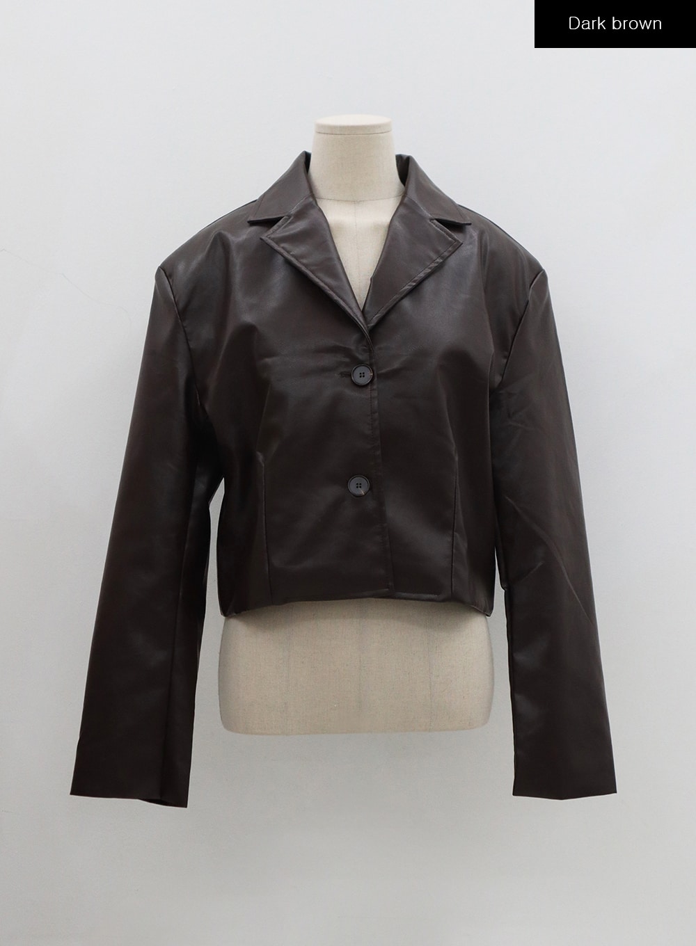 Two Button Faux Leather Jacket BO13