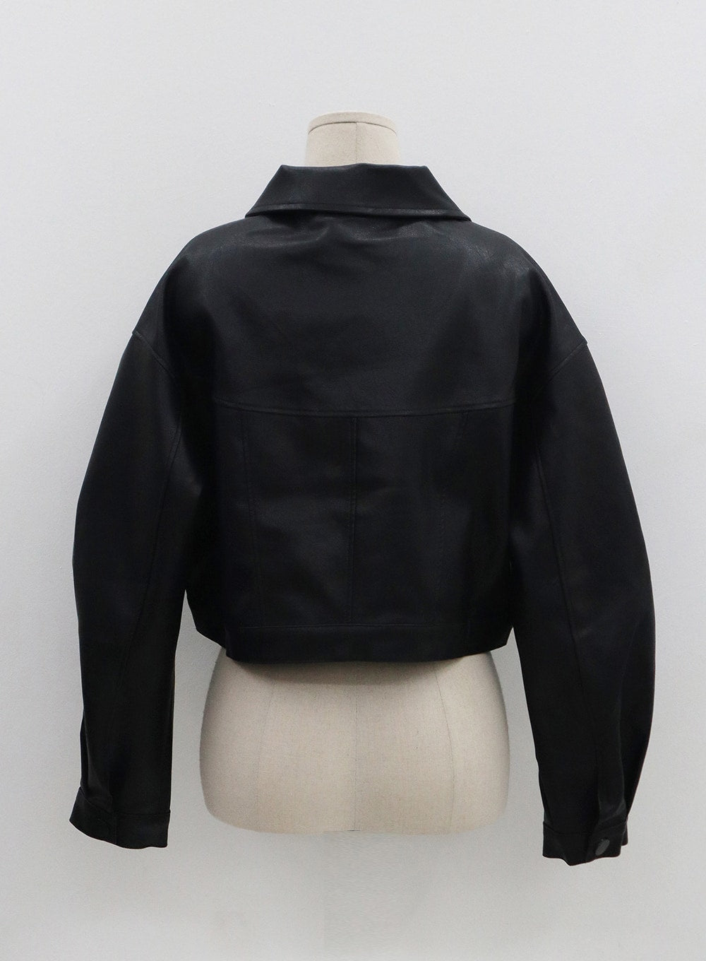Faux Leather Button Crop Jacket BO28